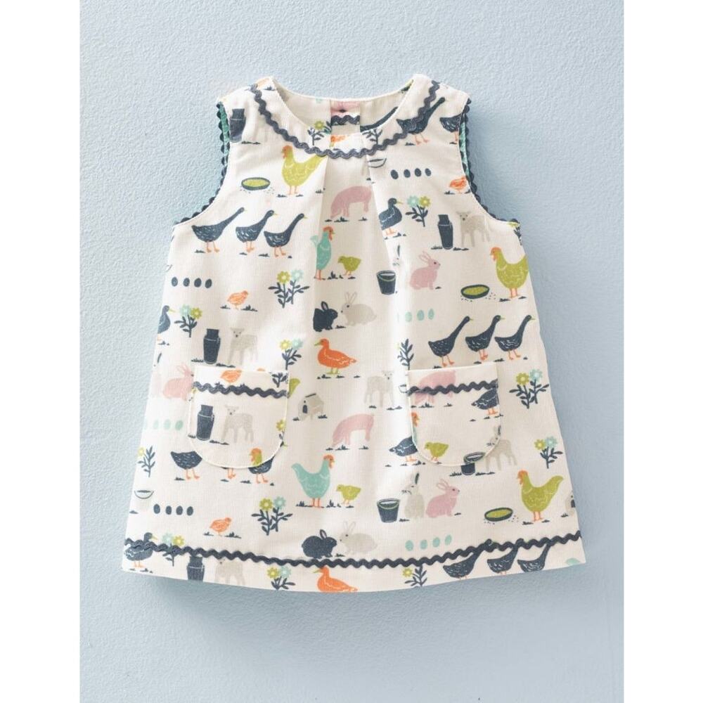 Baby Boden Retro Farm Animal Corduroy Pinnie Dress
